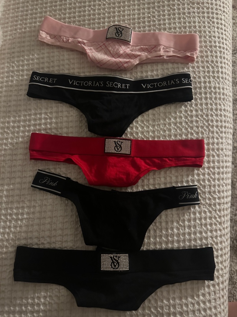 Victoria's Secret Girls' Thong Set - Pink, Black, Red